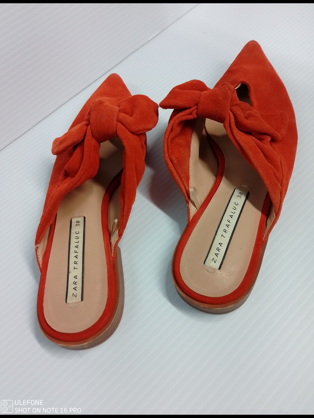 Zara Orange Bow Suede Pointed Toe Mule - Picture 5 of 5